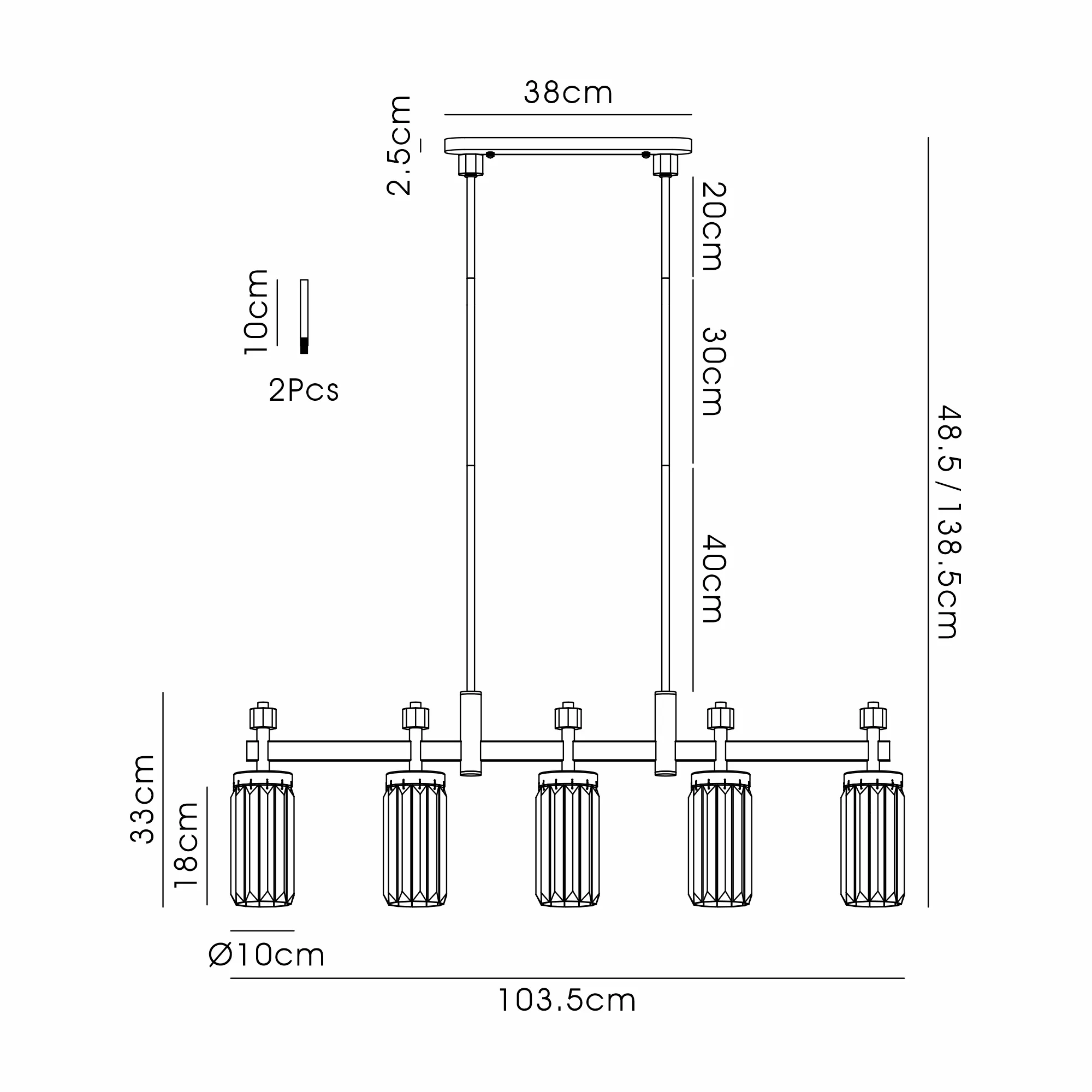 Valencia Crystal Ceiling Lights Diyas Linear Crystal Fittings